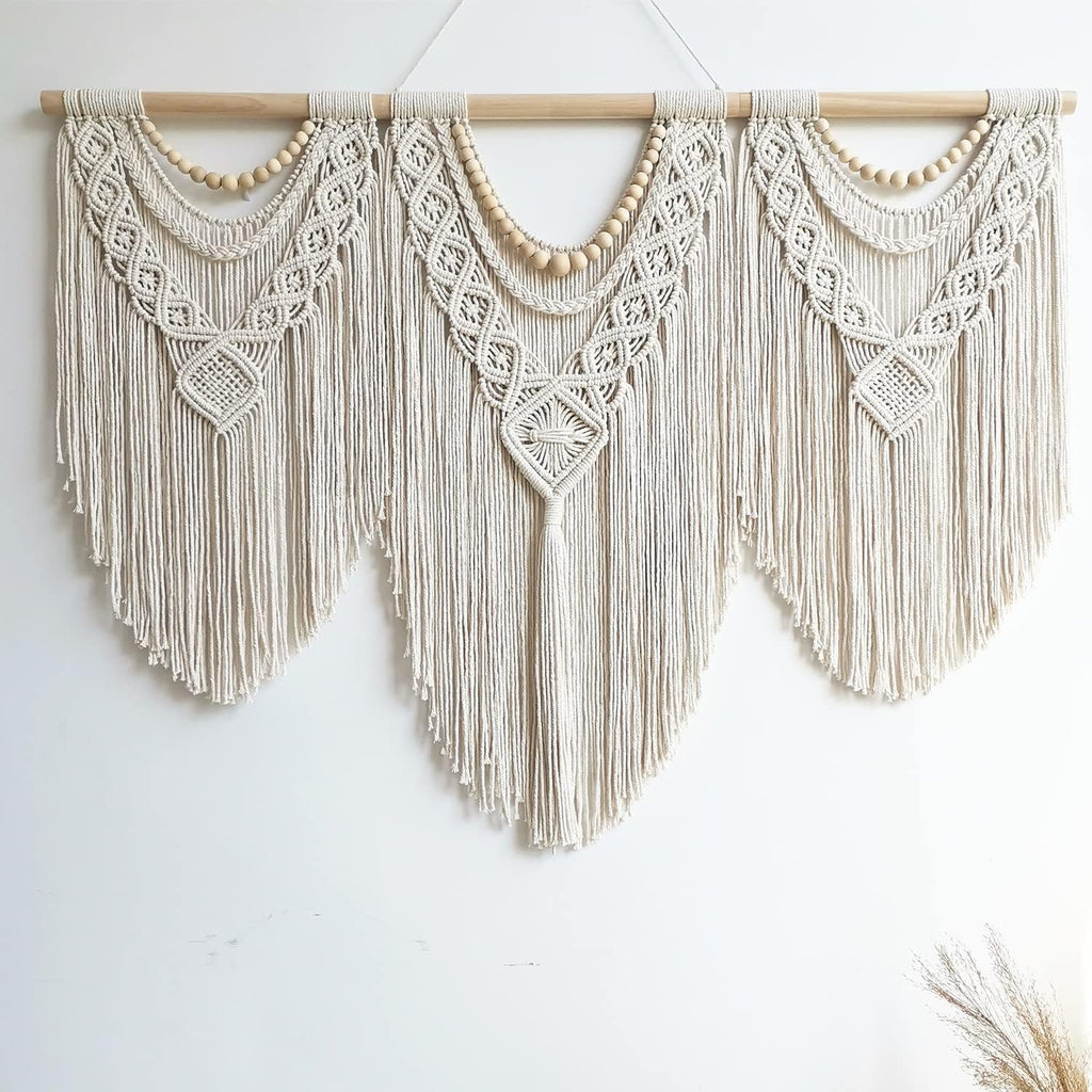 Handmade Beaded Boho Macrame Wall Hanging Decor
