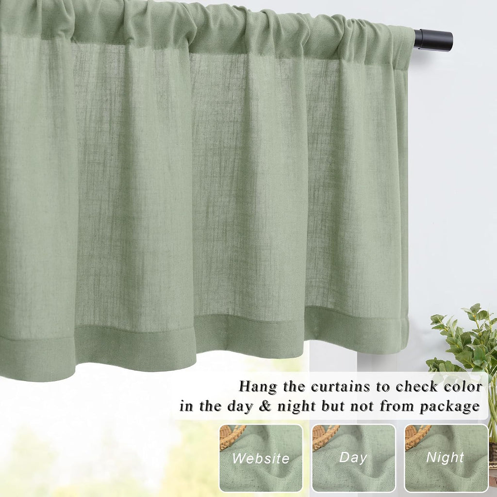 Boho Linen Sage Green Window Valance