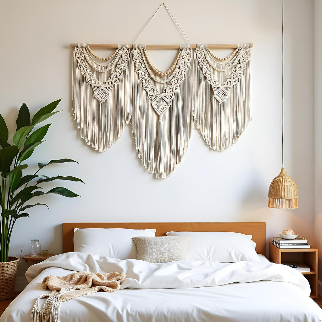Handmade Beaded Boho Macrame Wall Hanging Decor