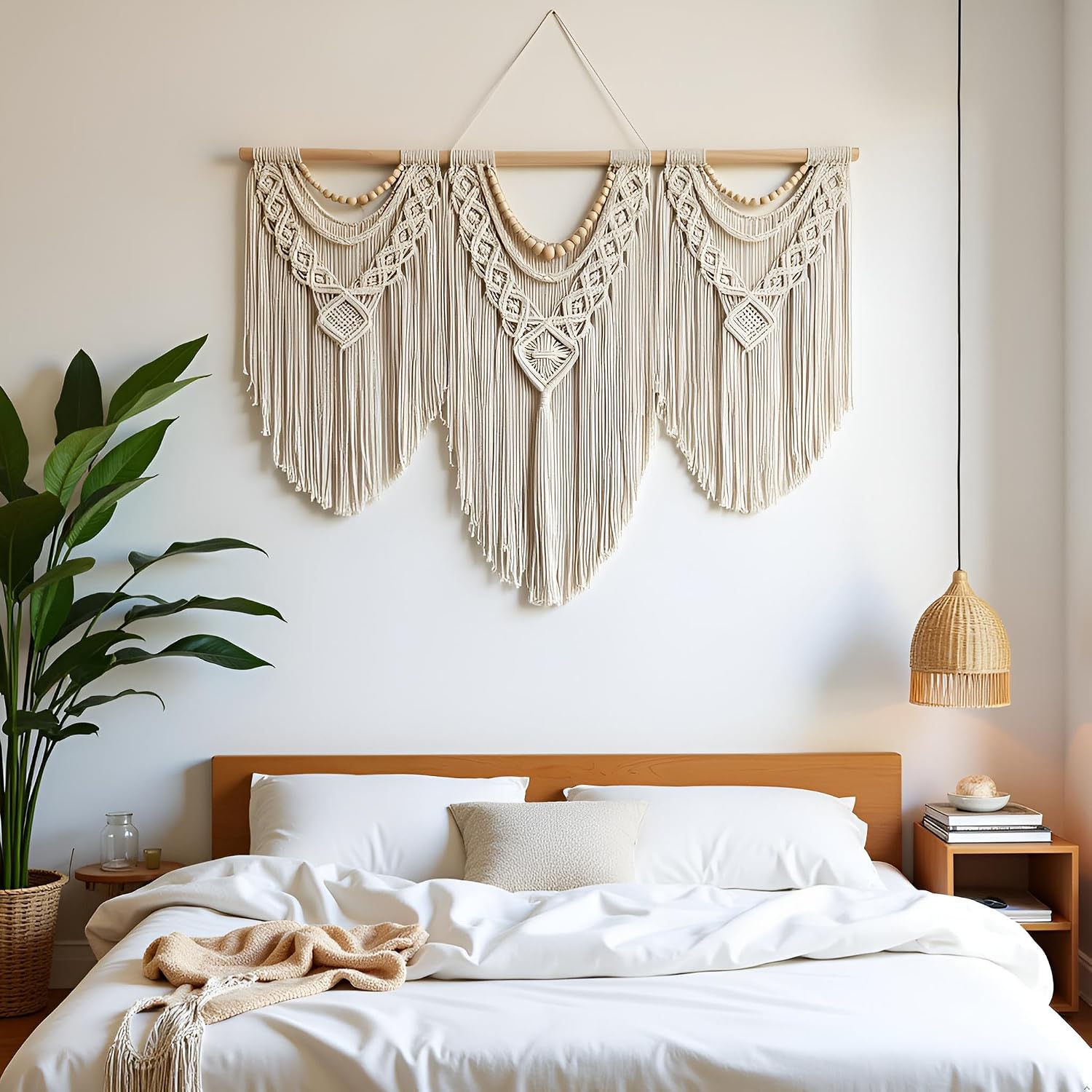 Handmade Beaded Boho Macrame Wall Hanging Decor