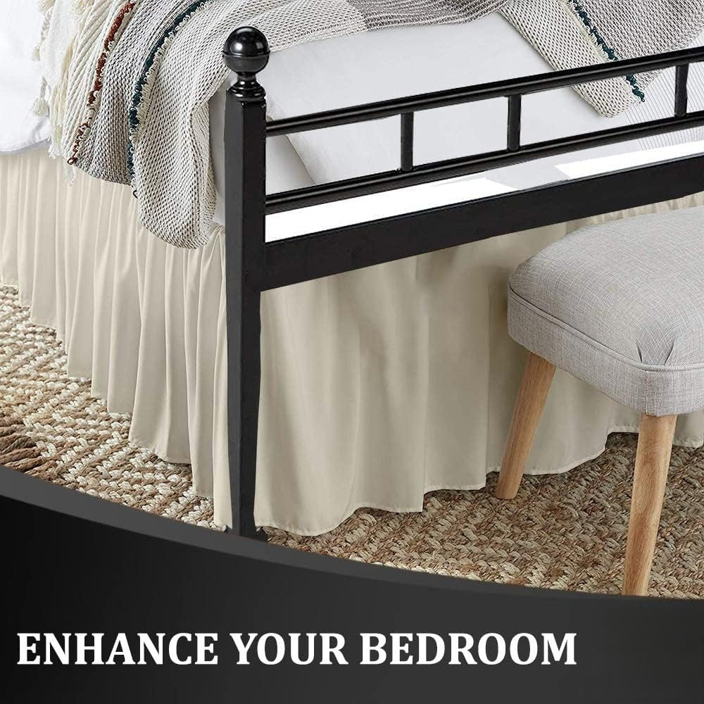 Ivory Split‑Corner Ruffled Queen Bed Skirt