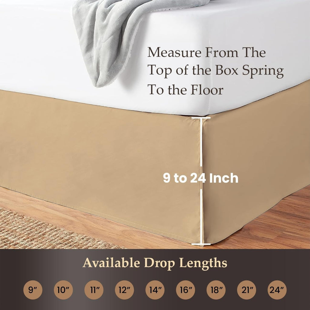 Split‑Corner Pleated Microfiber Queen Bed Skirt