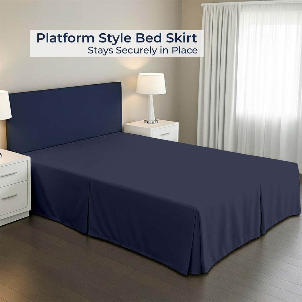 Pleated Split‑Corner Microfiber Queen Bed Skirt
