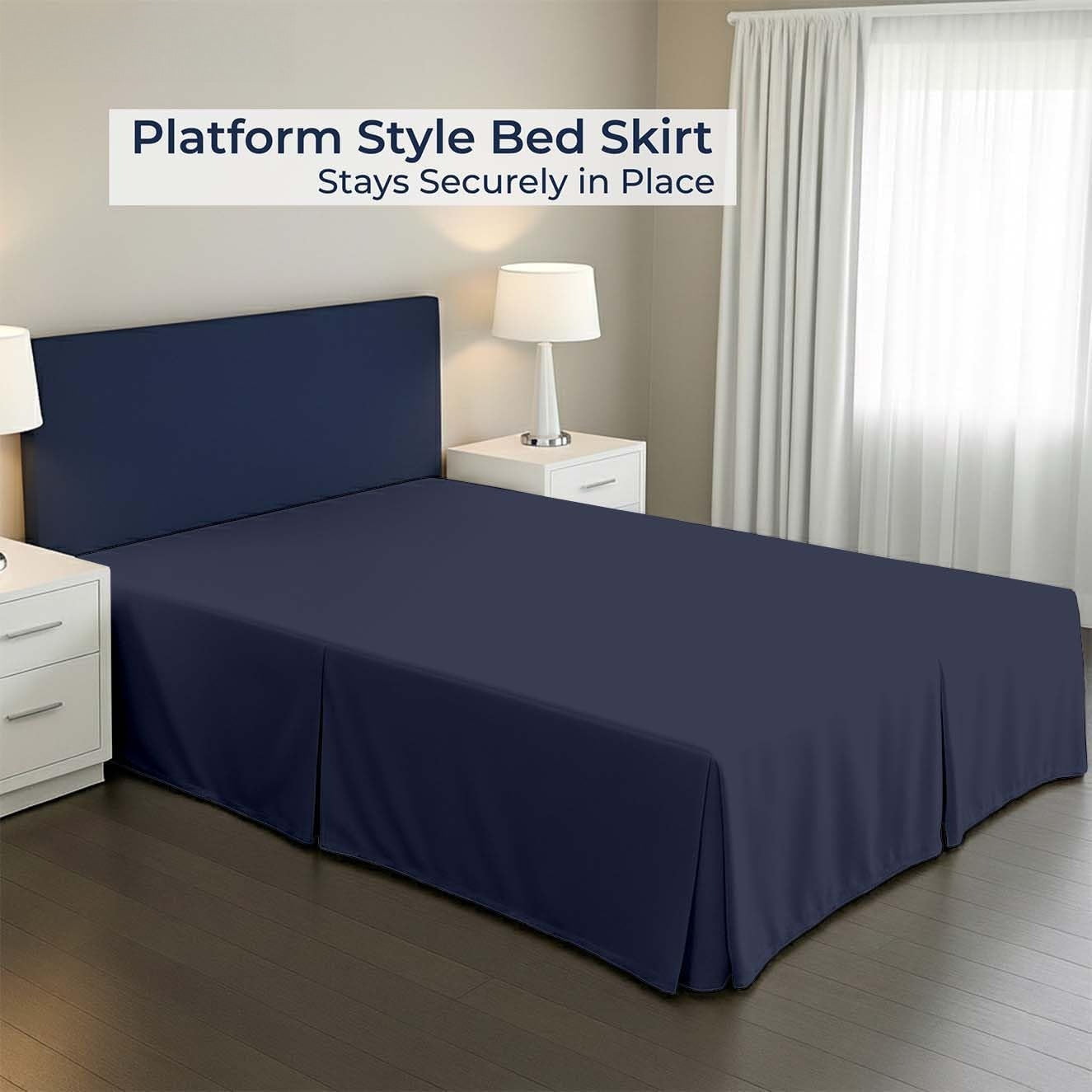 Pleated Split‑Corner Microfiber Queen Bed Skirt