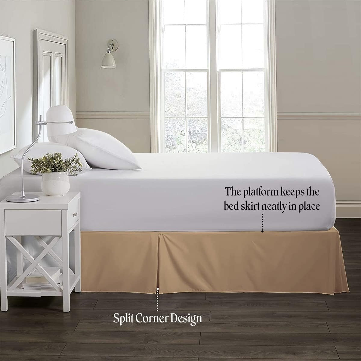 Split‑Corner Box Pleated Microfiber Bed Skirt